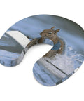 Ultra Comfy U Shaped Travel Neck Pillow For Flights And Long Hauls, Ergonomic Memory Foam Neck Support, squirrel water-skiing design