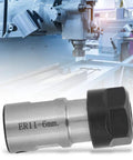 Heavy Duty C16 ER11 Milling Holder Chuck Collet Spacer Sleeve For Deep Hole Metal Machining With 6mm Shaft Diameter displayed on CNC machine.