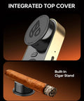 Pro-Grade Digital Cigar Hygrometer With 3-Probe Core Moisture Meter For Humidor Humidity And Ambient Sensing, Real-Time Cigar Moisture Readout, Ultra Precise, Easy To Read Display, Gold Finish with built-in cigar stand and top cover