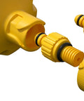 Close-up of yellow connectors in the Bleed Kit For Magura Hydraulic Disc Brakes All In One Bicycle Brake Service Set With Mineral Oil