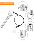 Two Pack Quick Release Pins Three Eighths Inch Diameter By One And A Half Inch Length Push Button Ball Locking Pins with Ring Handle