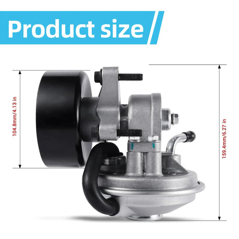 TAUTOY vacuum pump side view with black pulley, silver aluminum housing and mounting bolts