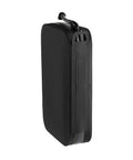Side view of DAKA Utility Organizer Compact SemiRigid Case for Gear and Electronics, weather-resistant pouch in black.