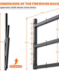 Dimensions of Heavy Duty Wall Mounted Lumber Storage Rack, 3 Tier Garage And Indoor Wall Shelving, Black, 3 Pack