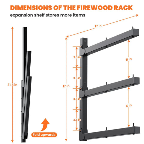 Heavy-Duty Wall Mounted Lumber Rack, Beefy Three-Tier Garage Shelf And Shop Wood Organizer, Rock Solid 500 Lb Capacity To Store Firewood And Metal Pipes, Black Two Pack Space Saver