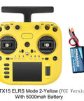 TX15 V5.0 ELRS 16CH 2.4G Radio Transmitter With Pro Grade Hall Gimbals, 3.5 Inch IPS Screen, OpenTX And EdgeTX Support, ExpressLRS Compatible, Multi Module Ready For RC Drones, Mode 2, Yellow, with 5000mAh battery