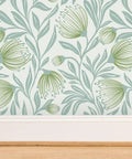 Badass Botanical Modern Vinyl Wallpaper With Smooth Leather Texture Heavy Duty Commercial Wallcovering Custom Printed Just For You For Offices Hotels And Major Event Spaces, showcasing subtle green leaf patterns.