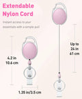 Pink 2 Pack Heavy Duty Retractable Badge Reel With 24 Inch Nylon Rope Carabiner Clip And Key Ring ABS Casing With Stainless Steel Spring