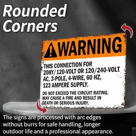 12 By 8 Inch Aluminum Warning Electrical Supply Connection Sign Tough As Nails Industrial Grade Safety Sign With Pre Drilled Holes For Easy Mounting In Industrial Commercial And Residential Settings with rounded corners