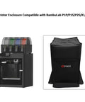 3D Printer Enclosure For Bamboo Lab P1P P1S P2S X1 X1C Large 16.3 By 18.1 By 29.5 Inch PVC Laminated Polyester Blackout Cover shown with printer inside