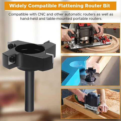Half Inch Shank CNC Spoilboard Surfacing Router Bit with Three Inch Cutting Diameter shown with router in use