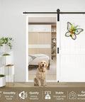 4Ft Sliding Barn Door Hardware Kit For 1 3 Eighths To 1 3 Fourths Inch Doors Heavy Duty in use with white door in modern home