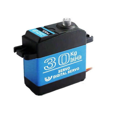 Premium Badass 30KG Digital Coreless Servo Motor Delivering Straight Fire High Torque And Knockout 180 Degree Steering Gear For RC Cars And Hobby Builds, side view.