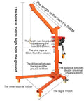 Heavy Duty Electric Hoist Crane Badass Sleek Folding Rolling Lift For Car Engines Shop Ready Portable Rig dimensions and features