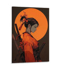 Anime Samurai Girl Sunset Canvas Wall Art Prints Fade Resistant Classical Home Decor For Bedroom Bathroom Living Room Office 12x18 Inch profile view.