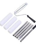 9 Inch Adjustable Paint Roller Set With Telescoping Extension Pole And Woven Fleece Covers For Walls And Ceilings Smooth Glide White Frame Easy Hustle Painting Kit components, including fleece covers and pole.
