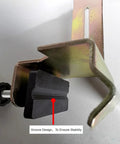 Close-up of Rock Solid Laser Level Bracket For Telescoping Poles showing groove design for stability and attachment features.