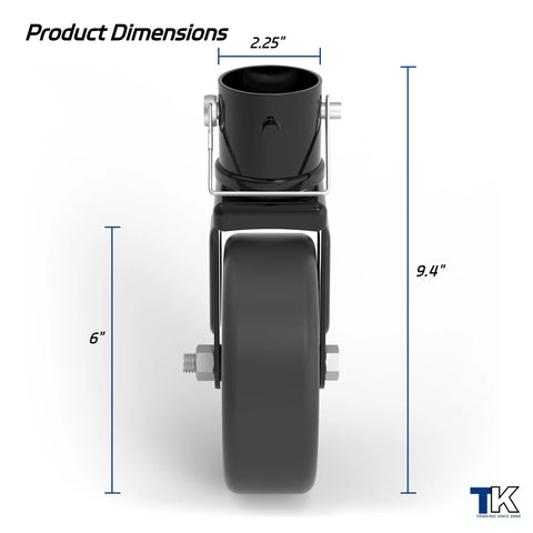 1500 Lb Trailer Jack Swivel Caster Replacement With Upgraded 6 Inch Spoked Wheel And Pin for 2 Inch Diameter Jack Tubes, Black