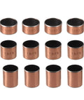 Premium Oilless Sleeve Bearings 10 Pack Self Lubricating Plain Bushings, showing 12 pieces in various sizes.