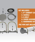 PVC Conduit Carrier Kit For Trucks 6 Inch Diameter Pipe Storage Rack With Weather Resistant Door components shown
