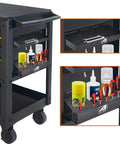 Magnetic Shelf Tool Box Tray Set 4 Piece Heavy Duty Steel Organizer attached to cart holding tools and supplies