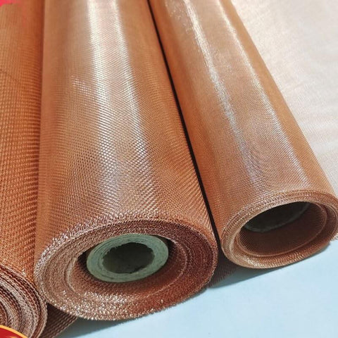 Rolls of 40 Inch Wide Copper Shielding Fabric with Woven Wire Mesh for paint filtering and non magnetic signal screening.