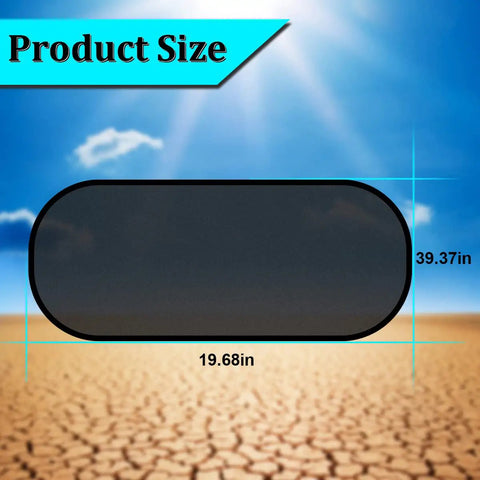 Diagram of Rear Window Sun Shade For Cars With Suction Cups, UV Protection Mesh Cover For Back Window, 39 by 19 Inches size dimensions.