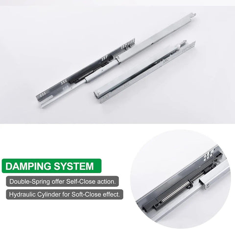 Full Extension 20 Inch Drawer Slides Six Pairs Side Mount With Metal Ball Bearing Rails Heavy Duty 100 Lb Load Capacity