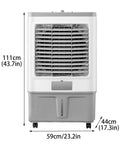 Quiet Portable Air Conditioner Fan With Three Speeds Ultra Low Noise Evaporative Swamp Cooler No Sweat Cooling In Bedroom Home Office Or Desk Setup Daily, front view with dimensions displayed.