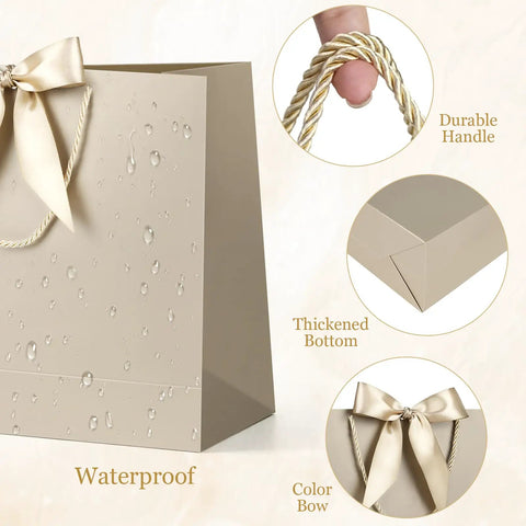 Medium 13 Inch Gift Bag With Handles Champagne Gold Includes Tissue Paper And Card Perfect For Graduation Baby Shower Wedding Fathers Day Mothers Day Birthday Party Gift Wrapping And All Occasion Party Ready Decor