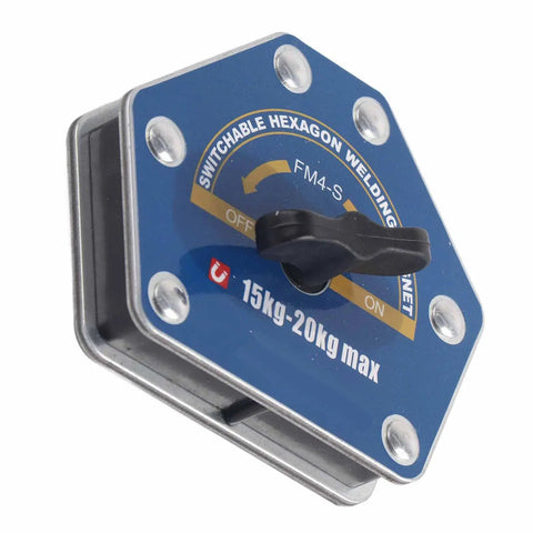 Switchable Hex Magnetic Welding Locator With One-Button Degaussing, compact hex magnet with angle indicators and strong suction.