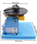 Heavy Duty Rotary Welding Positioner With Three Jaw Chuck, smooth turning workbench, blue steel 32cm x 27cm for precision cutting.