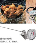 15 Inch Turkey Fryer Thermometer With Pot Clip 2 Pack 2 Inch Dial Candy Thermometer Stainless Steel Clip Deep Fry Oil Thermometer For Frying And Cooking Beef And Meat In Tall Pots The Go To Kitchen Workhorse. Shown with frying chicken.