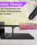 Dual Temp Hot Air Gun For Crafting With 6.6 Feet Cord used on epoxy glitter tumbler on rotating stand