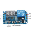 Dc 12V Time Delay Relay Module With Led Display Digital Timer For Automation And Plc Control, labeled components, front view.
