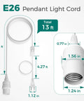 Trusted Plug And Play Pendant Cord For Hanging Paper Lanterns And Instant Room Glow Ups Featuring A Clean White Sleeve And Simple Toggle Switch, 13 ft long.
