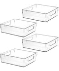Clear Plastic Storage Bins And Pantry Organizers That Are A Total Game Changer For Kitchen Closets Fridge Freezer Bathroom Medicine Cabinets And Laundry Rooms To Kick Clutter To The Curb And Keep It Legit Tidy - Set of four stackable containers for organized storage.