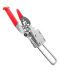 Rubber T Handle Draw Latches for Tool Boxes and Vehicle Hoods, metal latch with red handle detail, rugged design
