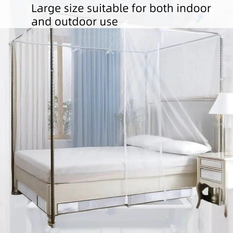 Classic King Size Mosquito Net Tent For Patio Bed, Portable Netting 79 By 79 By 79 Inch, shown installed on indoor bed frame