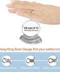 Pro Grade Ring Sizer Tool Kit With Magnified Glass, 27 Piece Premium Steel Ring Measurement Set, hand using ring size gauge