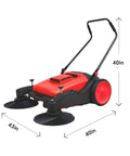 Heavy Duty 43 Inch Walk Behind Floor Sweeper Machine Great For Warehouses Driveways And Commercial Spaces with dual brushes.