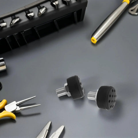 Toe Stops and Brake Blocks for Quad Roller Skates with tools, highlighting adjustable non-marking rubber pads