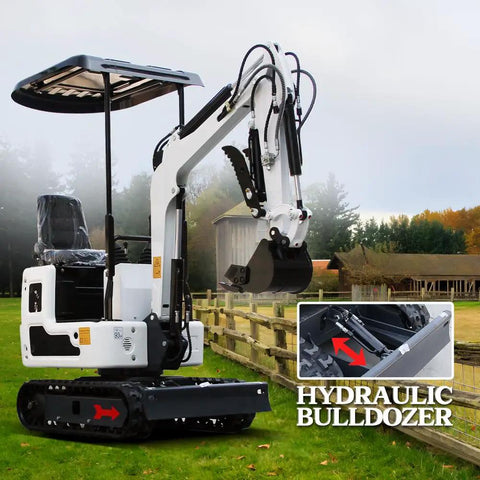One Point Two Ton Mini Excavator With Nine Attachments For DIY Yard Landscaping 13.5HP Briggs And Stratton Gas Engine side view