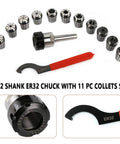 MT2 ER32 Morse Taper Collet Chuck Set for CNC Milling Lathe Tool Holder, includes 11 collets and wrench, pro grade engraving accessory