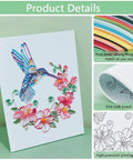 Killer DIY Quilling Kit Featuring 240 Dope Color Strips And A Smooth Guide Tool For Flower Hummingbird Paper Craft Projects Awesome Template Board For Adults Wall Art Decor Plus Sweet Room Vibes, hummingbird and flower design.
