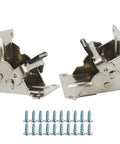 Two Pack Heavy Duty Foldable Support Bracket With Self Locking Hinge And Easy Grip Extension Fitting For Table Reinforcement No Hassle Setup showing metal brackets and screws.