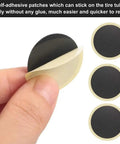 Close-up of 30 Pack Self Adhesive Glueless Bicycle Tire Repair Patches For Road And Mountain Bikes Black Durable Patch Kit