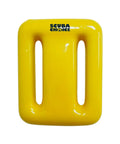 Close-up of yellow Vinyl Coated Diving Weights Pro Grade 2.3 Lb for precise buoyancy with slots for 2-inch webbing belt.