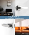 Six Piece Polished Chrome Door Handles Set For Interior Doors, Sleek Passage Door Knobs For Hallways And Closets, Heavy Duty Construction