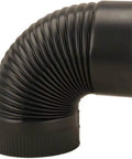 Black 6 Inch Corrugated Elbow For Flue Pipe 90 Degree Vent Connector 24 Gauge Heavy Duty United States Made Easy Fit For Fireplace And Stove Venting Durable Steel Elbow, showing ribbed design and black finish
